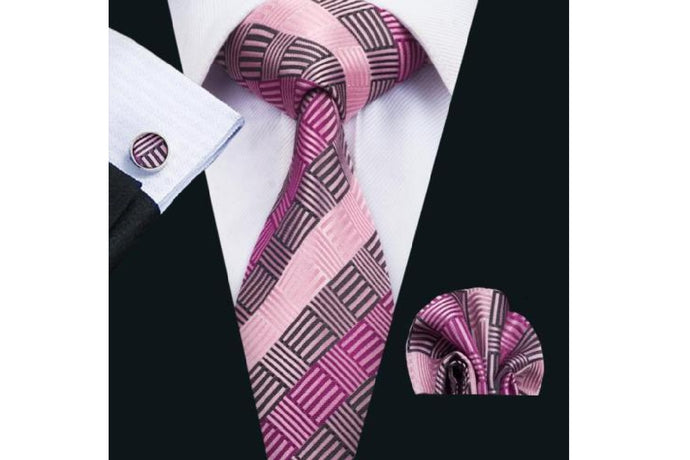 Designer Silk Tie Set (Pink)