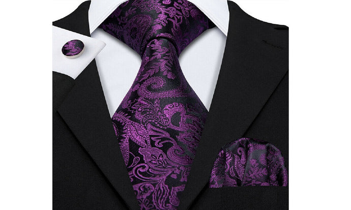 Designer Silk Tie Set (Purple)