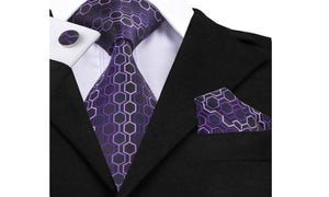 Designer Silk Tie Set (Purple)