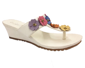 Spring Flower Leather Thong Sandals