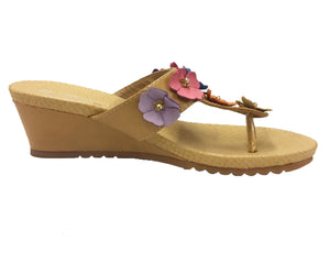 Spring Flower Leather Thong Sandals