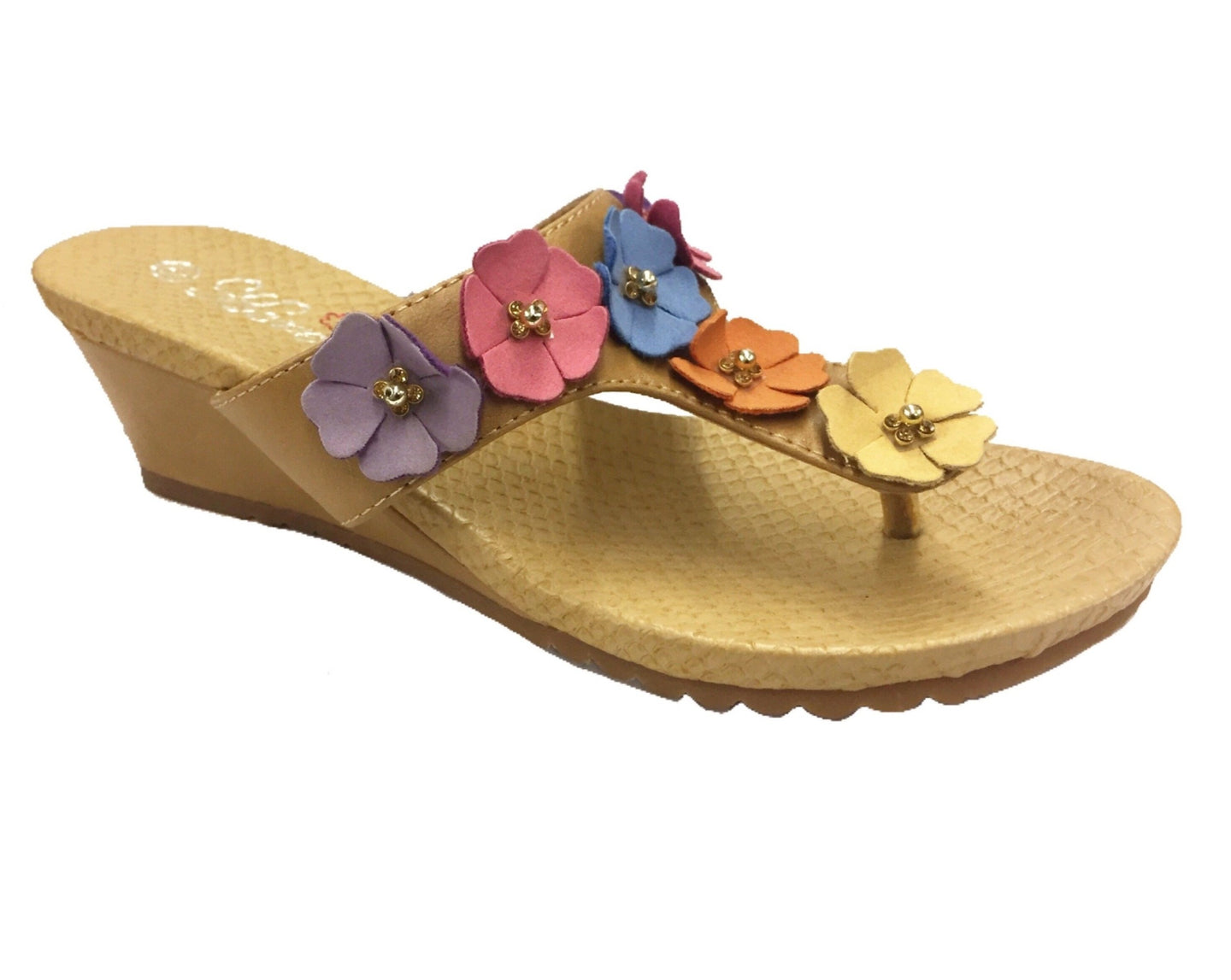 Spring Flower Leather Thong Sandals