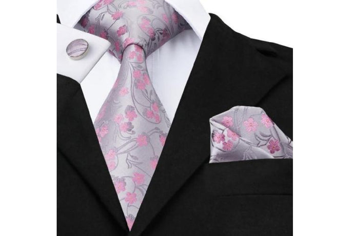 Designer Silk Tie Set (Pink)