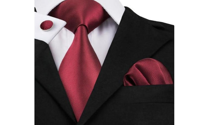 Designer Silk Tie Set (Red)