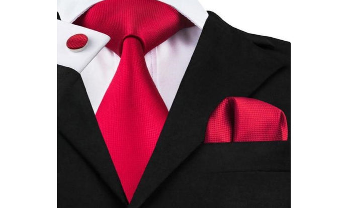 Designer Silk Tie Set (Red)