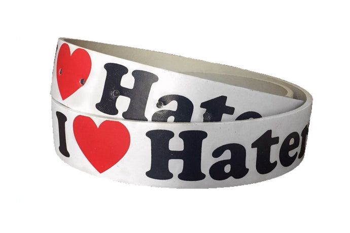 I Love Haters Leather Belt