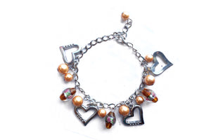 Custom Glass Bead and Crystal Charm Bracelet