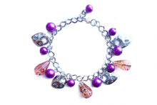 Custom Glass Bead and Crystal Charm Bracelet