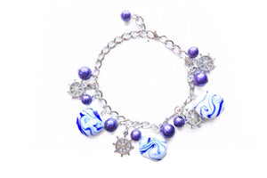 Custom Glass Bead and Crystal Charm Bracelet