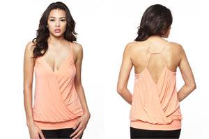 Relaxed Wrap Blouse with Front Plunge & Low Back
