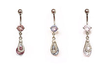 Stainless Steel Belly Rings - Crystal Droplets