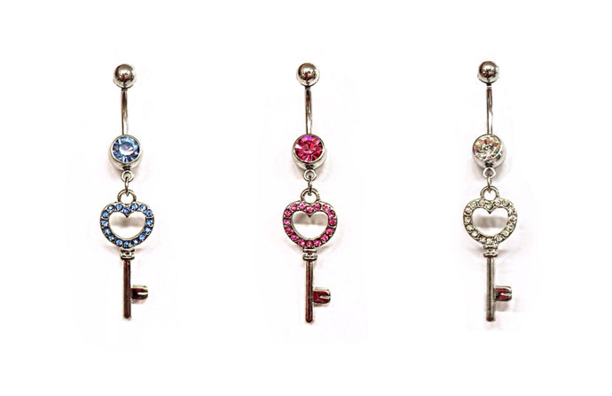 Stainless Steel Belly Rings - Key To Your Heart