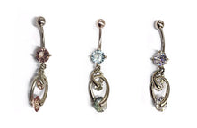Stainless Steel Belly Rings - Dangling Crystals