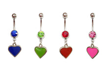 Stainless Steel Belly Rings - Dangling Hearts