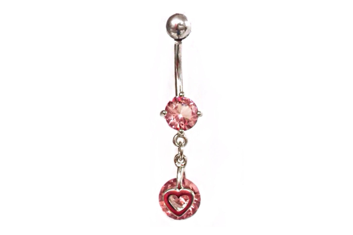 Stainless Steel Belly Rings - Dangling Hearts