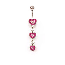 Stainless Steel Belly Rings - Dangling Hearts