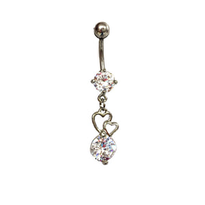 Stainless Steel Belly Rings - Dangling Hearts