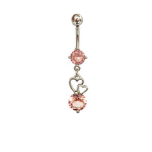 Stainless Steel Belly Rings - Dangling Hearts