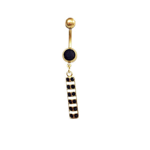 Stainless Steel Belly Rings - Crystal Stripes