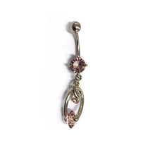 Stainless Steel Belly Rings - Dangling Crystals