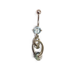 Stainless Steel Belly Rings - Dangling Crystals