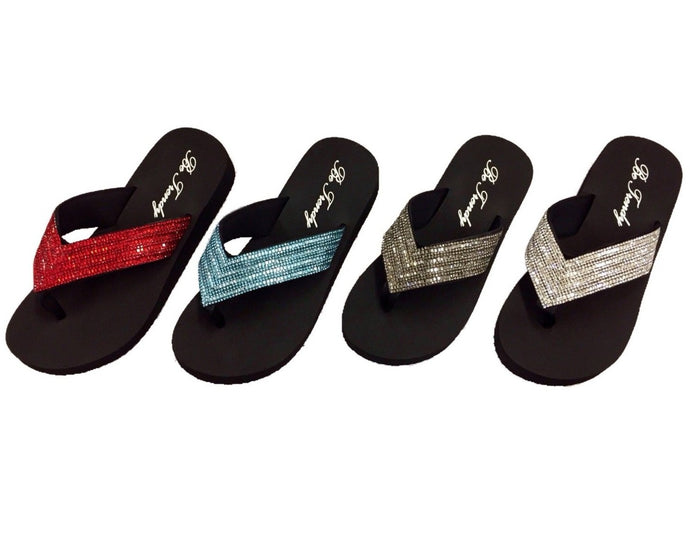 Slip-On Crystal Thong Sandals