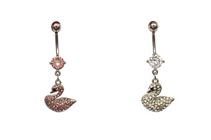 Stainless Steel Belly Rings - Swan