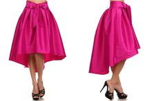 Flared High Low Long Skirt with Ribbon Accent