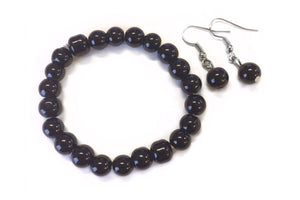 15" Pearl Necklace Bracelet Earrings Set
