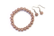 15" Pearl Necklace Bracelet Earrings Set