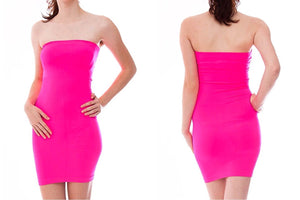 Strapless & Seamless Tube Top Dress with Ribbed Waist