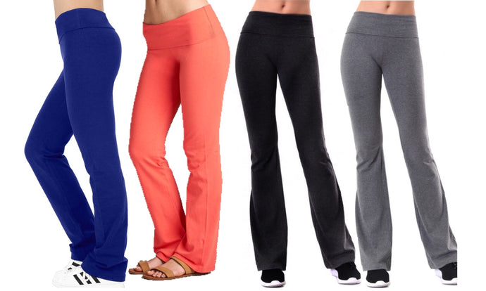 Full Length Cotton Active Pants with Folded Waistband