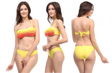 Bandeau Bikini Set with Highlighted Ruffles