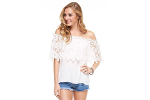 Sunkissed White Crochet Off-Shoulder Blouse