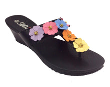 Spring Flower Leather Thong Sandals