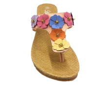 Spring Flower Leather Thong Sandals