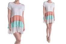 Semi-Sheer Fluttery Tiered Tunic Blouse with Lace