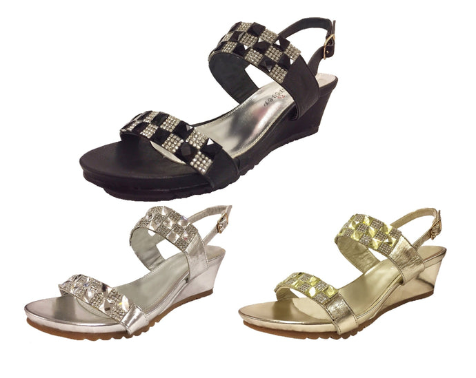 Checkered Crystal Dress Sandals