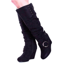 Suede Knee High Wedge Boots
