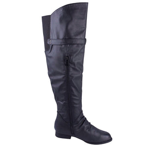 Over the Knee Leather Flat Boots