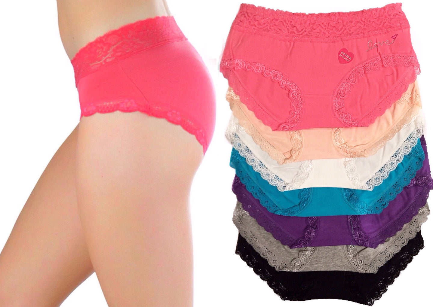 Love Rhinestone Lace Waistband Panties