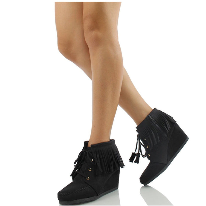 Fringes Wedge Ankle Boots