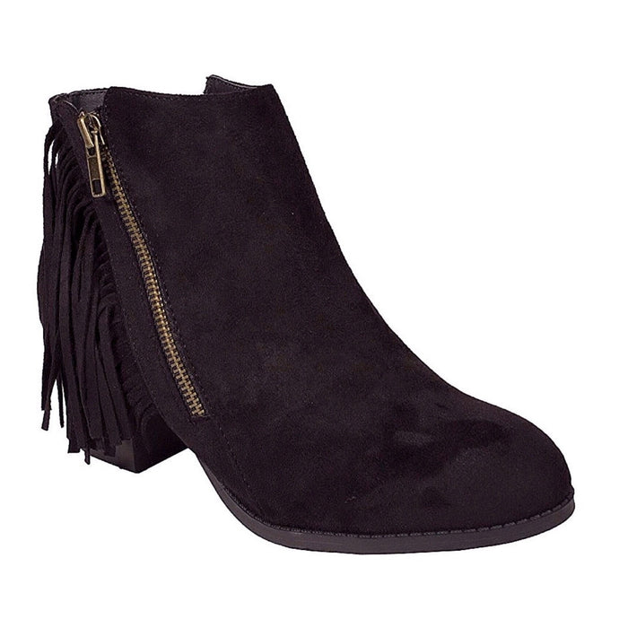 Suede Extended Fringe Booties