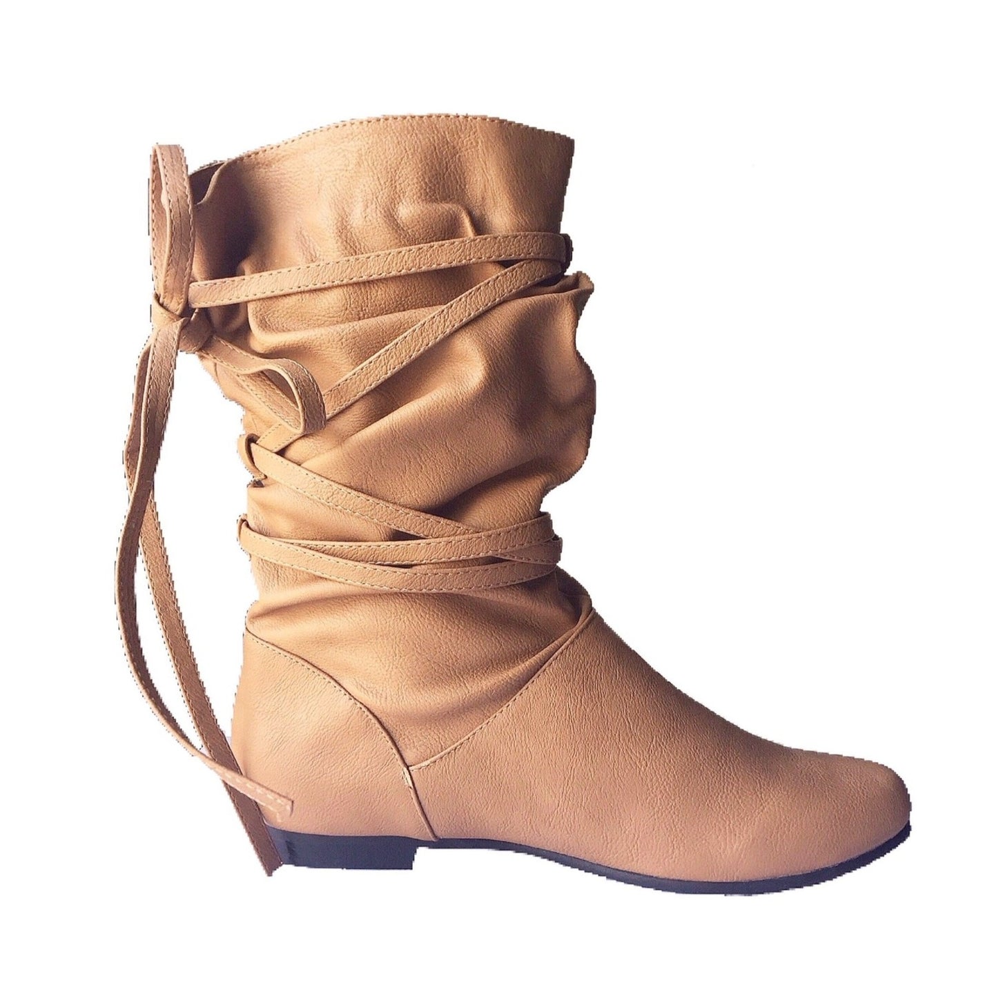 Strappy Slouched Flat Boots