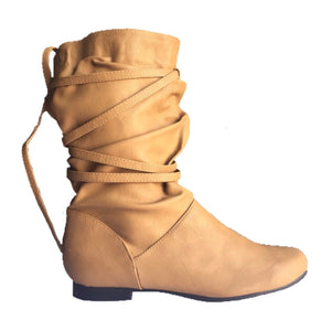 Strappy Slouched Flat Boots