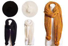 Knitted Pom Pom Scarf and Hat Set (2-Piece Set)