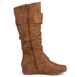 Slouchy Large Buckle Suede Boots
