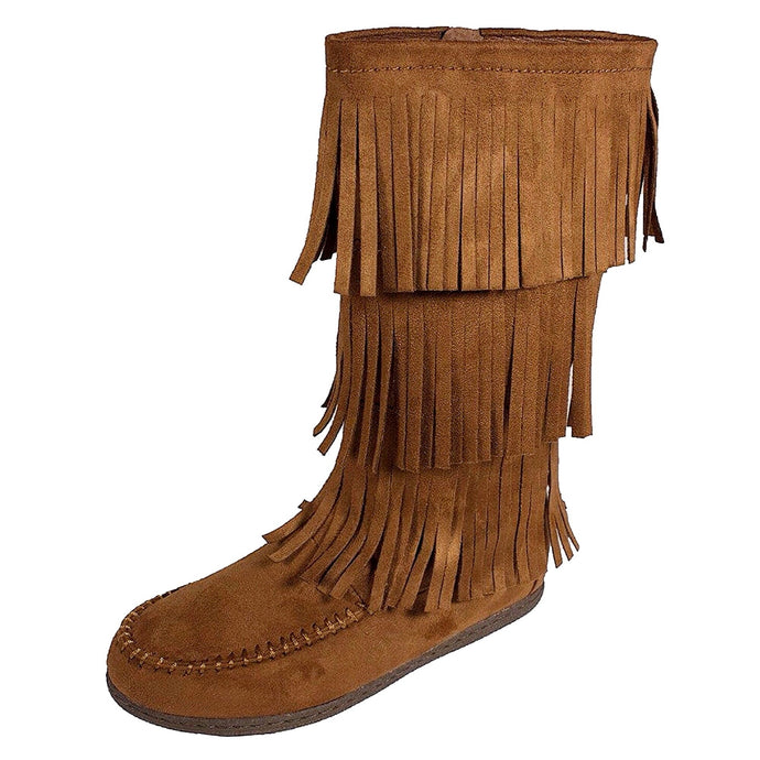 Mid-Calf Allover Fringe Flat Boots