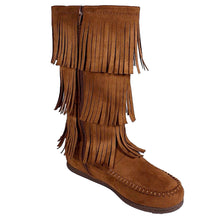 Mid-Calf Allover Fringe Flat Boots
