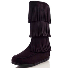 Mid-Calf Tiered Fringe Boots